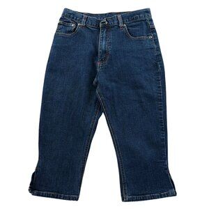 Womens Capri Jeans Size 14 S Casual Cropped Classic Blue Denim Summer Mid Rise